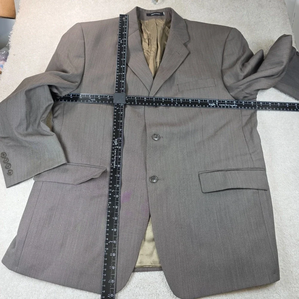Calvin Klein Mens 44L‎ Gray Wool Suit 2 Piece Single Breasted Made In Canada